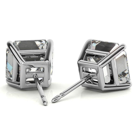 Solitaire Moissanite Assher Cut Push Back Stud Earrings
