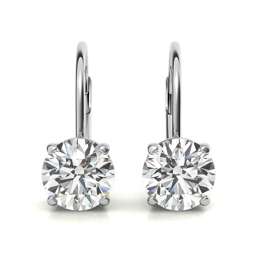Classic Solitaire Round Cut Moissanite Hoop Earrings