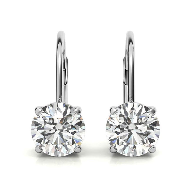 Classic Solitaire Round Cut Moissanite Hoop Earrings
