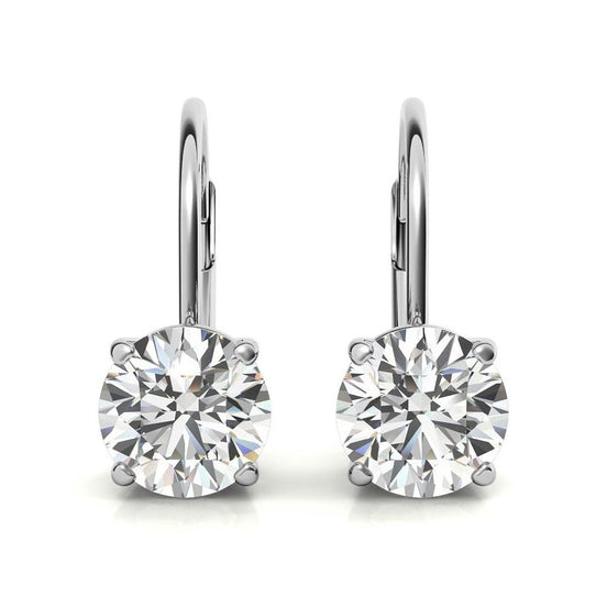 Classic Solitaire Round Cut Moissanite Hoop Earrings