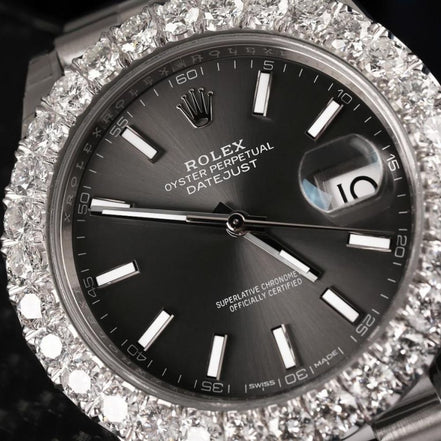 Datejust 41MM Stainless Steel Moissanite Hip Hop Watch