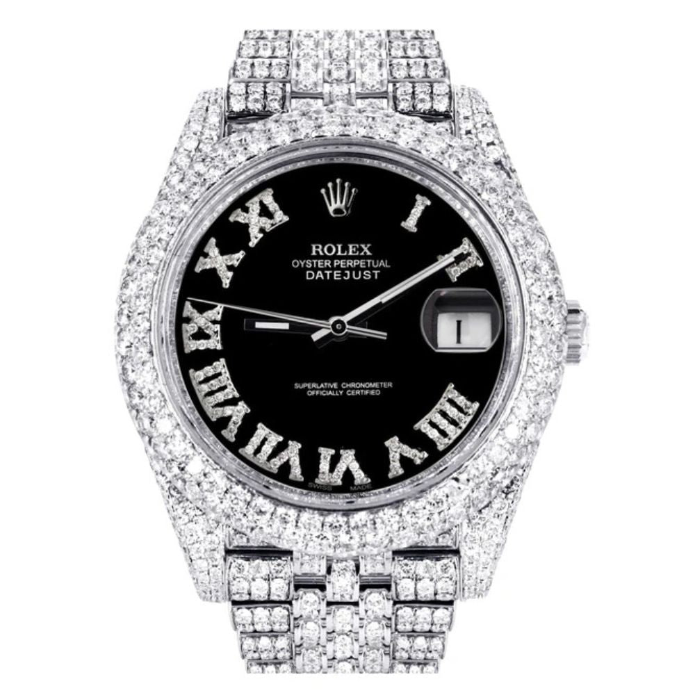 Black Roman Numeric Moissnaite Luxury Hip Hop Watch
