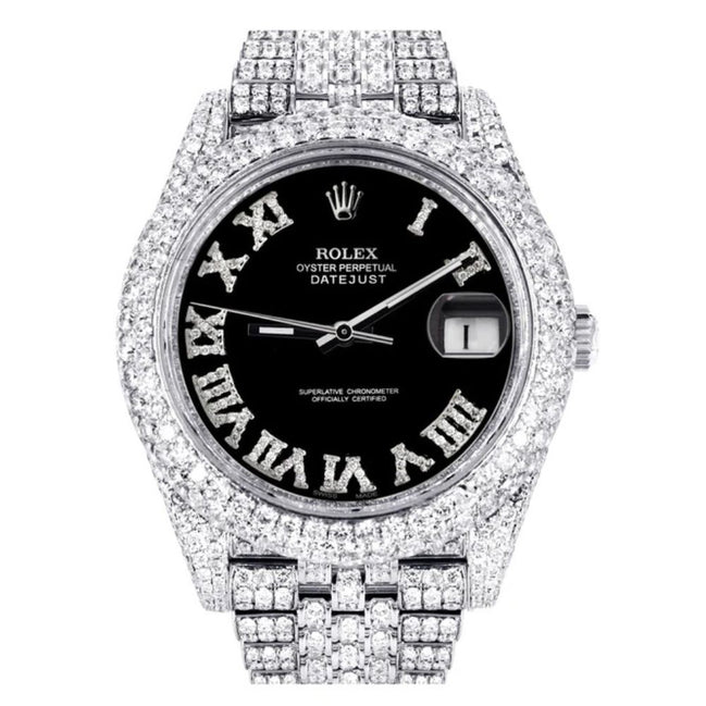 Black Roman Numeric Moissnaite Luxury Hip Hop Watch