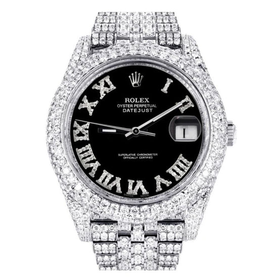 Black Roman Numeric Moissnaite Luxury Hip Hop Watch