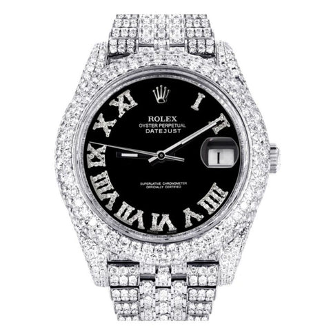 Black Roman Numeric Moissnaite Luxury Hip Hop Watch