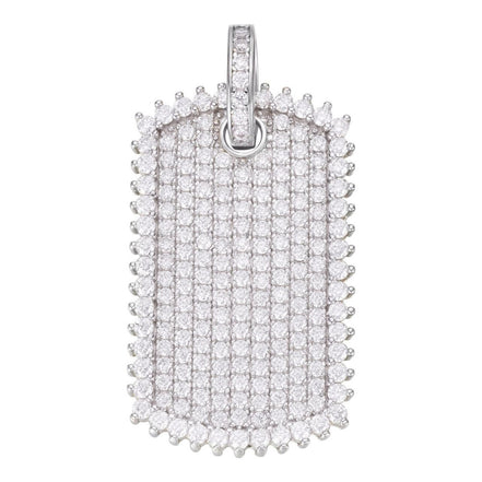 925 Sterling Silver Iced Out Dog Tag Pendant