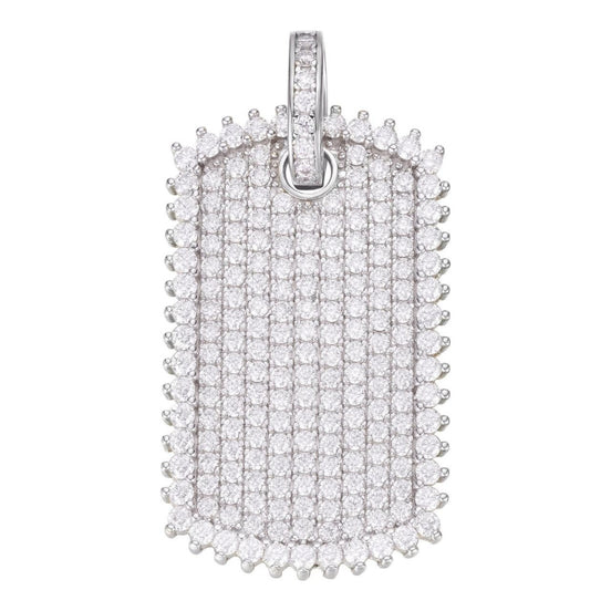 925 Sterling Silver Iced Out Dog Tag Pendant