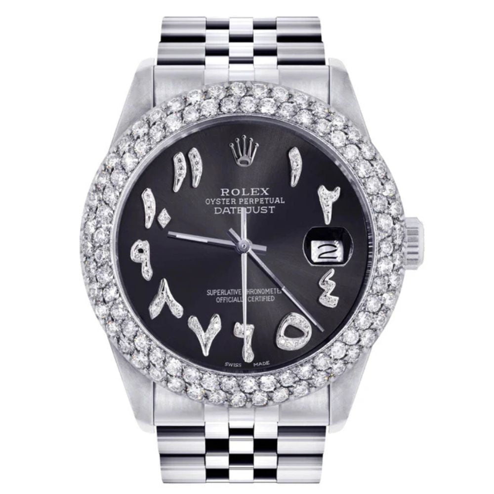 Moissanite Black Color Arabic Hip Hop Watch