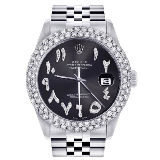 Moissanite Black Color Arabic Hip Hop Watch