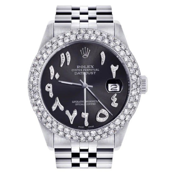 Moissanite Black Color Arabic Hip Hop Watch