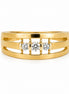 14K Gold Men's Moissanite Wedding Ring Three Stone Ring