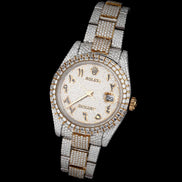 Dual Tone Arabic Numeric Moissanite Luxury Classy Men's Watch