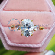 14K Yellow Gold Oval Cut Hidden Halo Ring