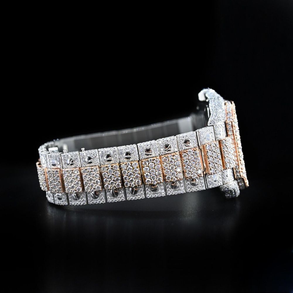 Dual Tone Moissanite Roman Dial Watch For Men's