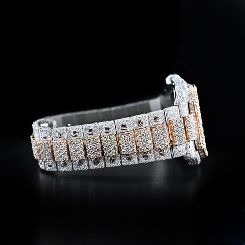 Dual Tone Moissanite Roman Dial Watch For Men's