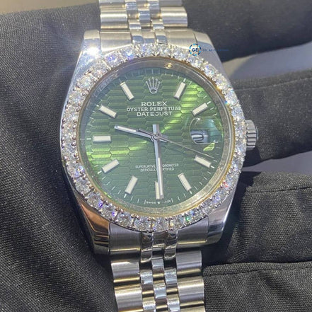 Green Color Dial Automatic Moissanite Diamond Hip Hop Watch