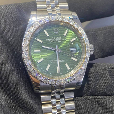 Green Color Dial Automatic Moissanite Diamond Hip Hop Watch