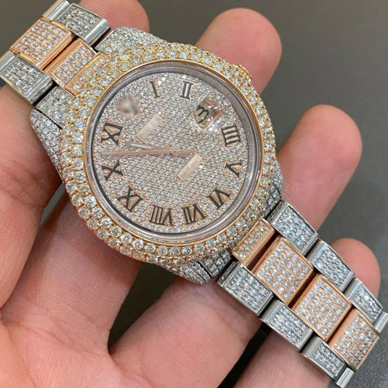 Automatic Stainless Steel Moissanite Iced Out Watch