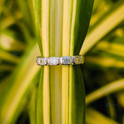 Bezel Set White Gold Radiant Cut Wedding Band For Women
