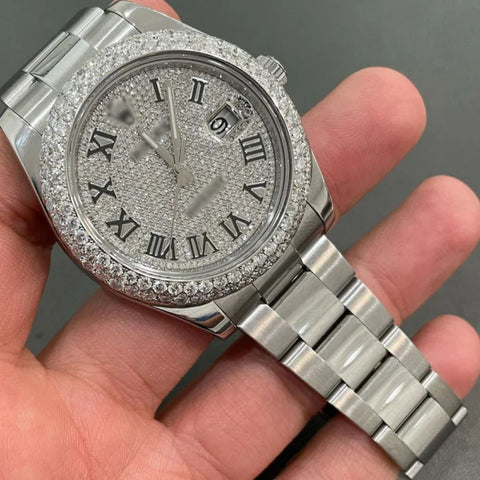 Moissanite Diamond Stainless Steel Wrist Watch For Men's