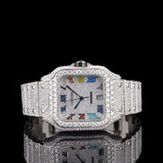 Rainbow Colored Roman Numeric VVS1 Moissanite Watch