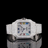 Rainbow Colored Roman Numeric VVS1 Moissanite Watch
