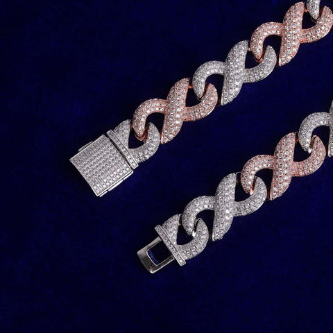 Dual Tone Infinity Miami Link Moissanite Chain