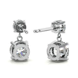 Double Round Moissanite Drop Stud Earrings in White Gold