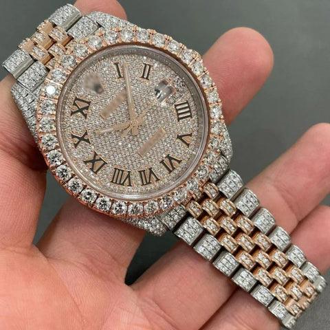 Colorless Moissanite Dual Tone Automatic Watch