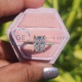 Yellow Gold Radiant Cut Pave Set Ring For Women