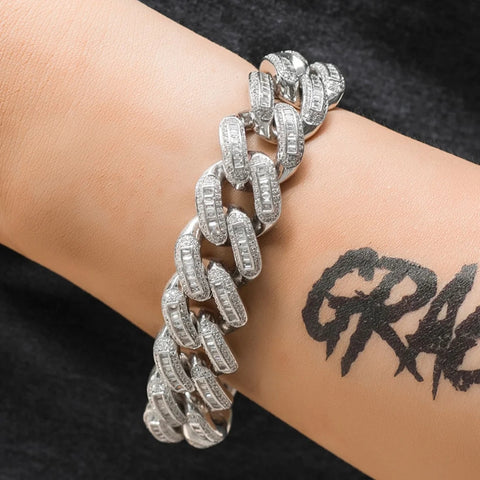 Iced Out Baguette Cuban Link Bracelet