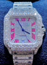Pink Color Roman Numeric Moissanite Watch