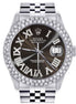 Custom Dark Brown Roman Numeral Dial Moissanite Wrist Watch