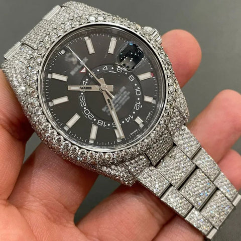 Black Dial Moissanite Iced Out Diamond Watch