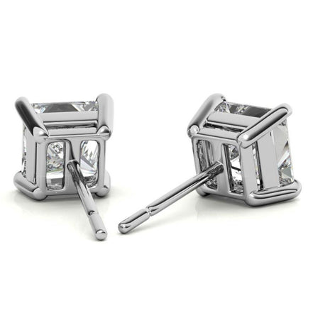 Princess Cut Moissanite Push Back Solitaire Earrings
