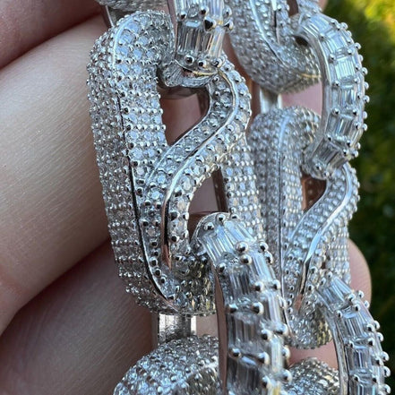 925 Sterling Silver Moissanite Diamond Link Bracelet