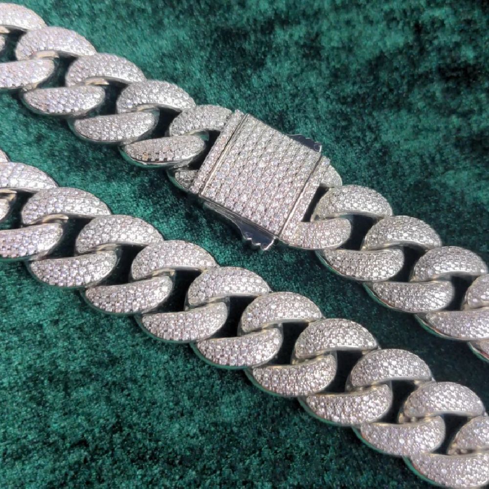 925 Sterling Silver Moissnaite Cuban Chain