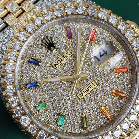 Rainbow Index Moissanite Diamond Dial Automatic Watch