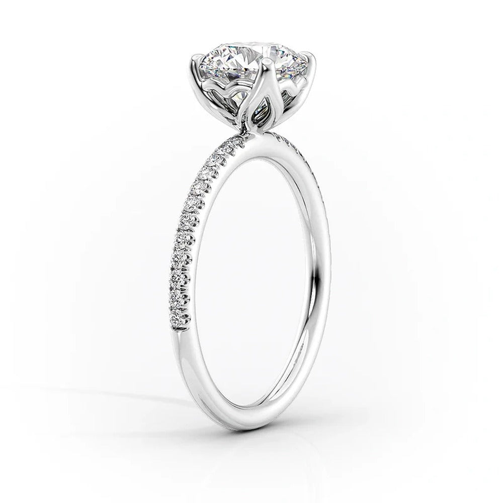 D Color Moissanite Oval Cut Pave Set Engagement Ring