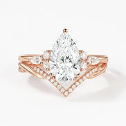 Pear Cut Multi Stone Moissanite Proposal Ring Set