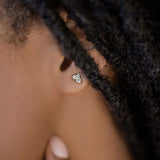 Round Cut Moissanite Three Stone Stud  Earrings For Women