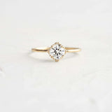 Colorless Moissanite Round Cut Hidden Accent Engagement Ring