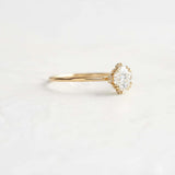 Colorless Moissanite Round Cut Hidden Accent Engagement Ring