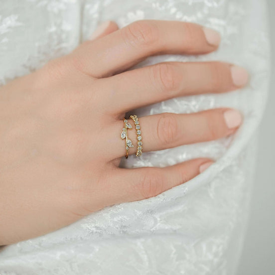 Marquise & Round Cut Moissanite Half Eternity Band