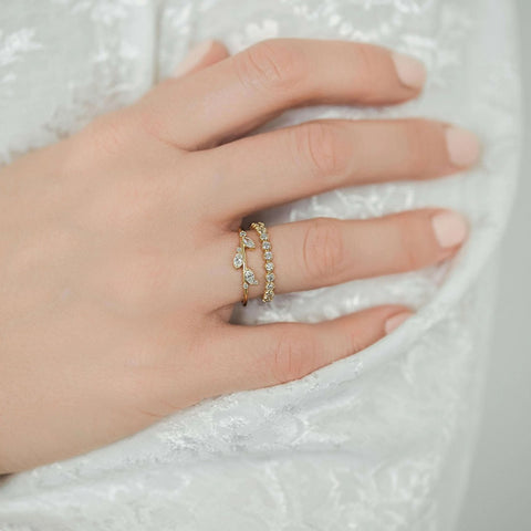Marquise & Round Cut Moissanite Half Eternity Band