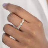Marquise & Round Cut Moissanite Half Eternity Wedding Band