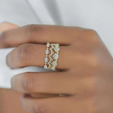 Marquise & Round Cut Moissanite Half Eternity Wedding Band