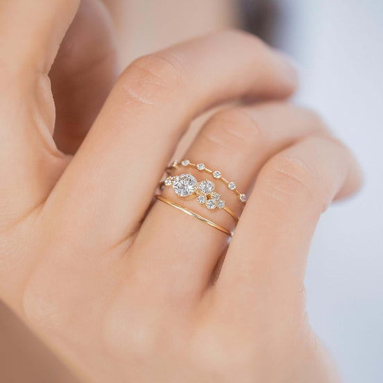 Round Cut Unique Moissanite Engagement Ring