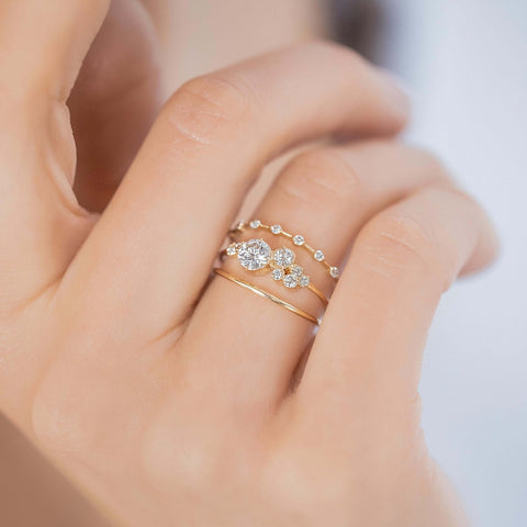 Round Cut Unique Moissanite Engagement Ring