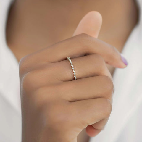 D Color Moissanite Round Cut Half Eternity Band